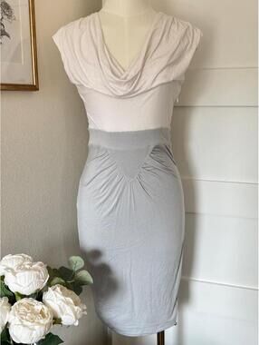 Bebe Draped Cowl Neck Bodycon Dress
